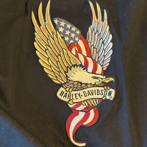 Harley-Davidson Patriotic Eagle Black Denim button down, dual pocket shirt